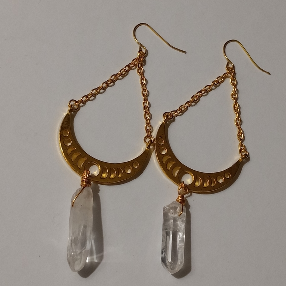 Phase of the moon crystal drop earrings - Picture 2 of 7